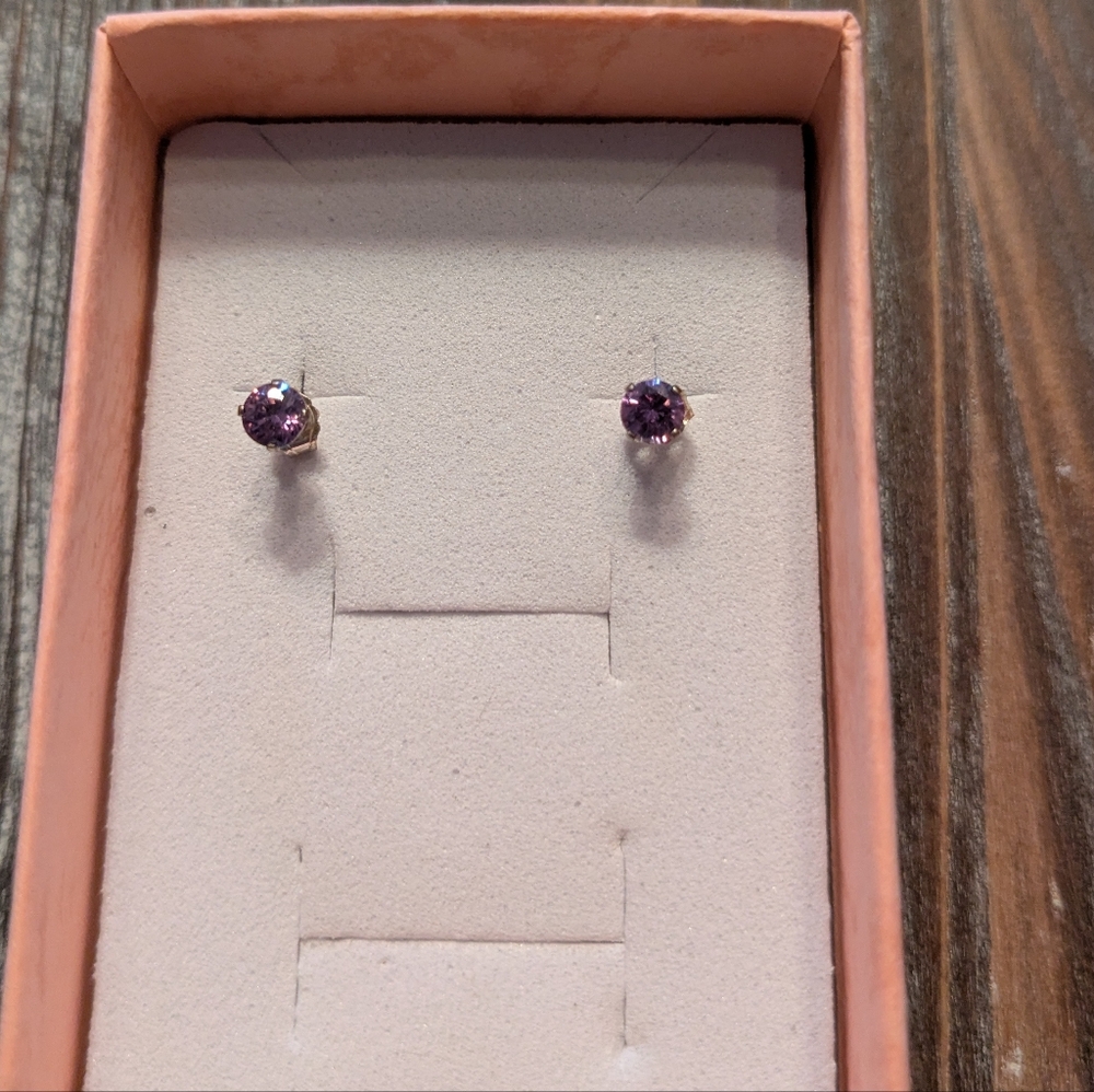 Sterling Silver Small Round Amethyst Stud Earrings